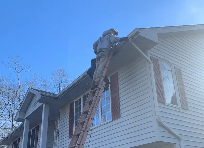 Gutter cleaning and maintenance being performed by Willoughby Power Washing in Willoughby